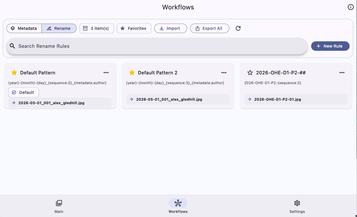Rename workflows screen